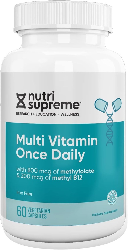 Nutri Supreme Multivitamin for Hombre and Women with over 20 Vitamins and Minerals, Daily Nutritional Supplement for Immune Support, Kosher, Vegetarian, 60 Day Supply