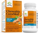 Terry Naturally CuraMed 100 mg Curcumin Complex - Enhanced Absorption Curcumin Supplement with Turmeric - Brain & Liver Health Support Supplement - Vegan Dietary Supplement - 60 Chewable Tablets