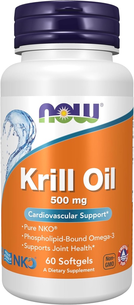 AHORA Alimentos Suplementos, Neptune Krill Oil 500 mg, Phospholipid-Bound Omega-3, Cardiovascular Support*, 60 Softgels