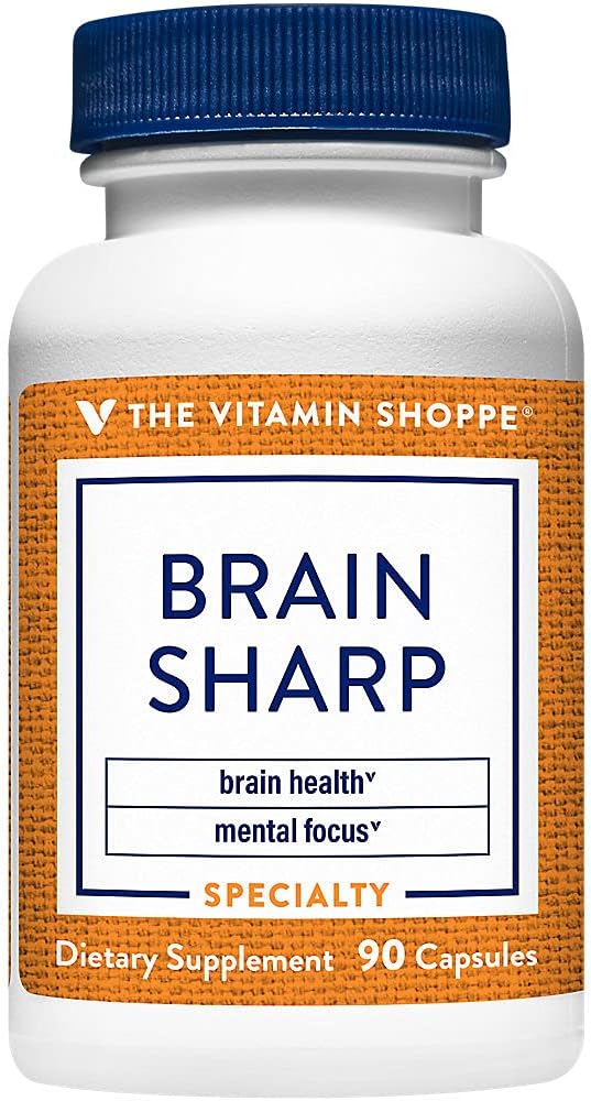 The Vitamin Shoppe Brain Sharp with Acetyl-L-Carnitine, Phosphatidylserine &amp; B Vitaminas para la memoria, Focus, Energy Production (90 cápsulas)