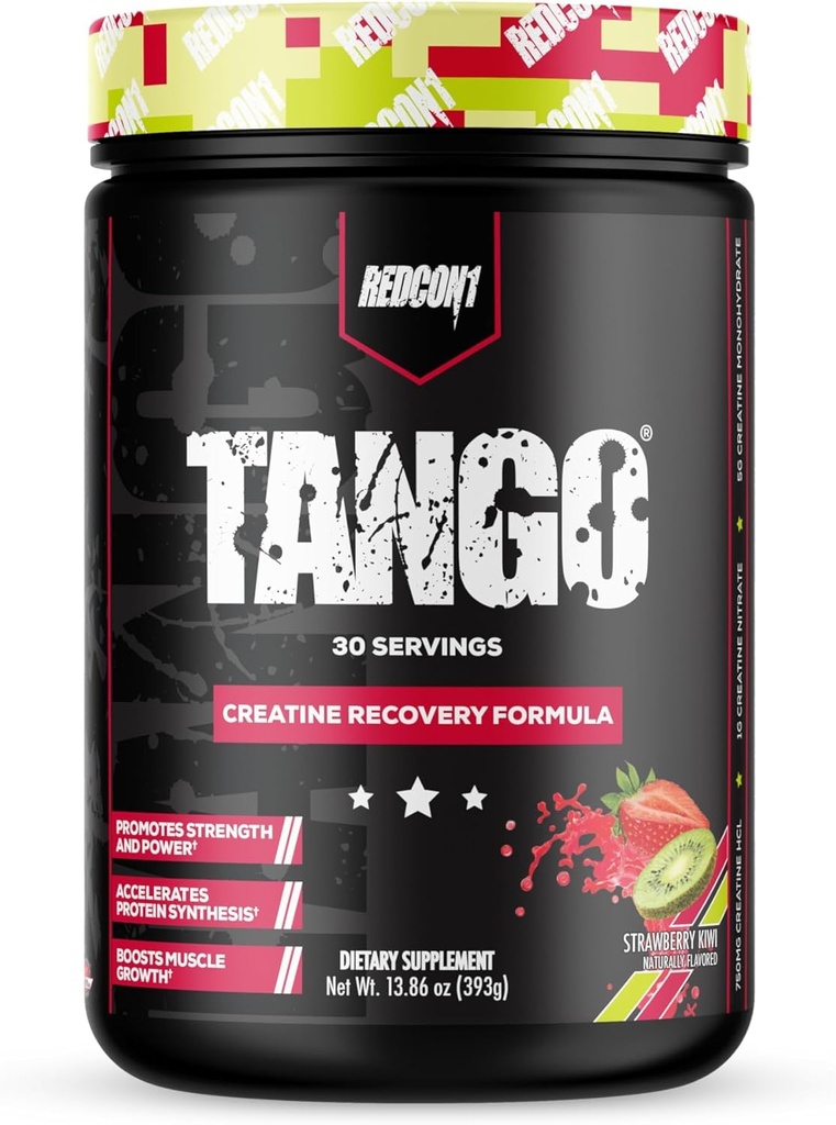 REDCON1 Tango Creatine Powder, Fresa Kiwi - Sugar Gratis + Keto Friendly Creatine Suplemento - Betaine Anhydrous for Muscle Endurance &amp; Strength (30 Servings)