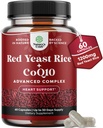 Rice de levadura roja con suplemento CoQ10 - Avanzado Corazón saludable &amp; Niveles de colesterol saludables Fórmula para hombres &amp; mujeres - Cápsula de fuerza extra con arroz de levadura roja 1200 mg Cápsulas con CoQ10-60 Conde