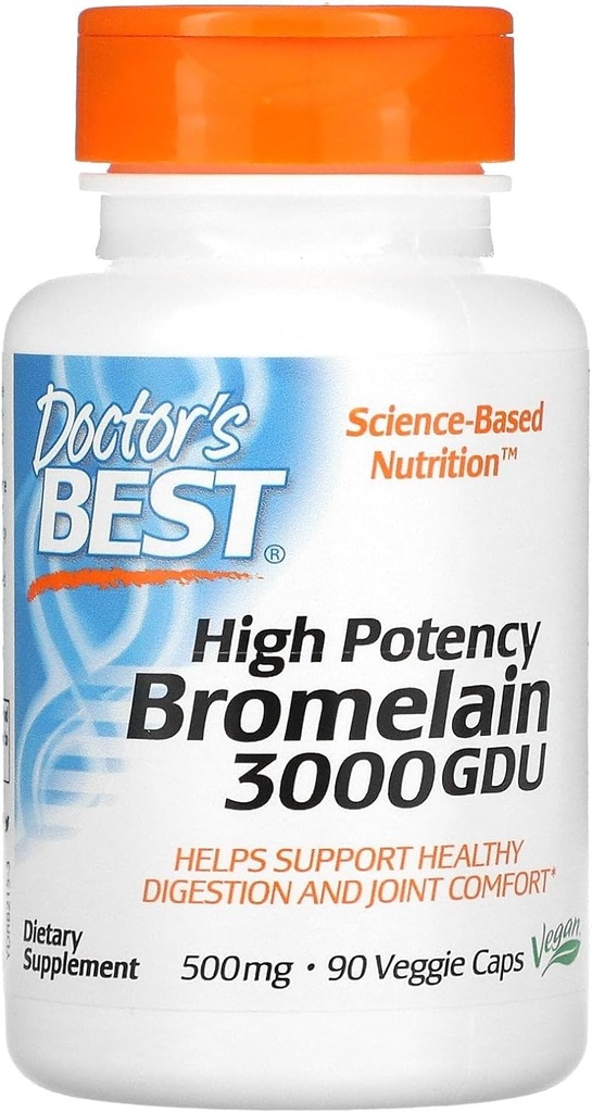 Bromelaina mejor 3000 GDU del médico - 500 mg - 90 cápsulas vegetarianas