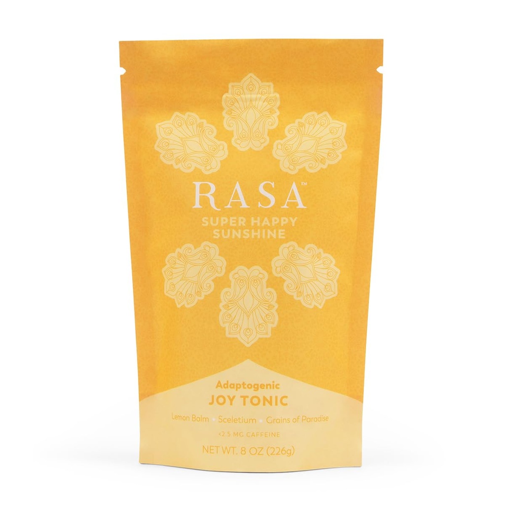 Rasa Super Happy Sunshine – Adaptogenic Mushroom Mood Booster  Lemon Tea Joy Tonic with Sceletium ← Vegan, Keto, Ayurveda Wellness Tonic (8 oz / 30 Servings)