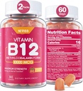 NEVISS Vitamina B12 10000 mcg (Metil B12) Gummies with Vitamin D3, B9 Vitamin Folate, Vitamina C, for Energy Boost &amp; Metabolism, Nervous System, Strong Bone, Immune Support, Low Sugar, 120 Count
