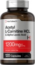 Horbäach Acetyl L Carnitine HCL & Alpha Lipoic Acid 1200mg  120 Capsules ← ALC ALA Complex ← Non-GMO &amp; Gluten Free Supplement