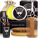 ABUDICS Regalos para Hombres, Beard Kit, Beard Grooming Kit w / Beard Aceite barba Balm Beard Brush Beard Comb Beard Tijeras de barba, Regalos para papá esposo Él Niño
