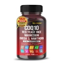 Coenzima Q10 (Ubiquinona) Levadura roja Hawthorn Omega 3 Vitamina C Niacin Zinc Vitamina K2-150 Capsules- Hecho en EE.UU.