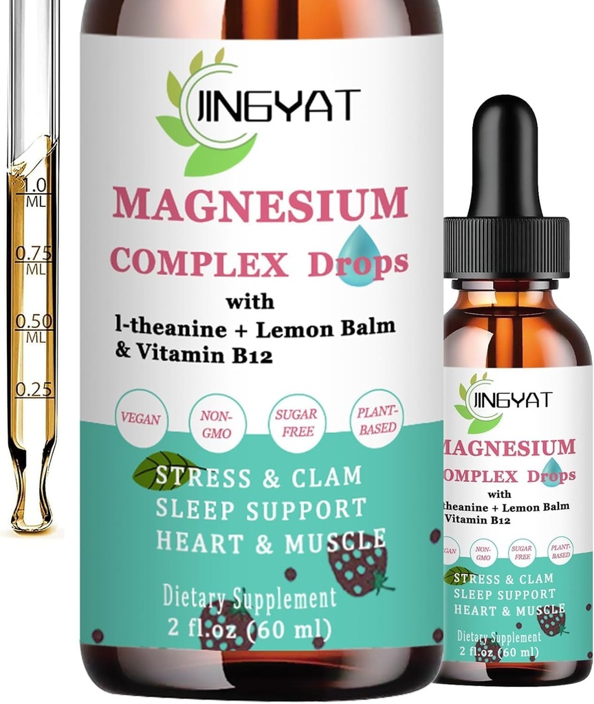 5-en-1 gotas de magnesio - 1000 mg de magnesio Glycinate, L-Threonate,Citrate,Taurate,Malate y l-theanine - High Absorption Magnesium Liquid