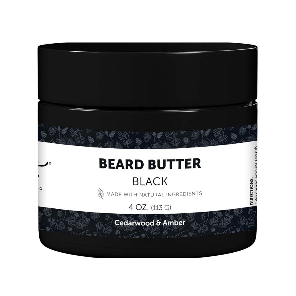 Detroit Grooming Co. Butter de barba para hombres ← Softens, Thickens & hidratos con aceite de girasol " Mantequilla de mandioca  durable Black Scent, 4oz