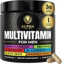 Alpha Tribe Multivitamin for Men with Seamoss Black Seed Oil Ashwagandha Burdock Root, Turmeric Bladderwrack, Vitamin C, Elderberry, Manuka, Yellow Dock | Daily Men's Vitamins and Minerals Supplement