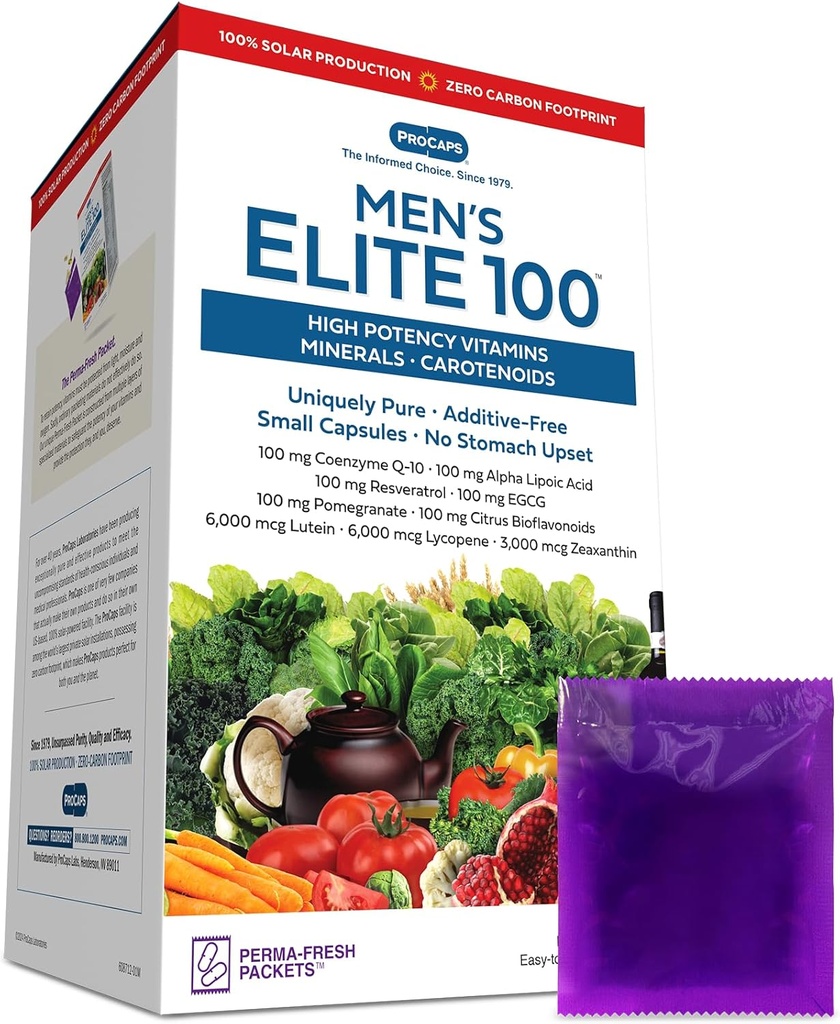 ANDREW LESSMAN Multivitamin-Men's Elite-100 30 Packets - Potent Nutrients Plus 100mg Cada uno de Coenzyme Q10, Alpha Lipoic Acid, Resveratrol, EGCG, Pomegranate, Citrus Bioflavonoids. No hay aditivos