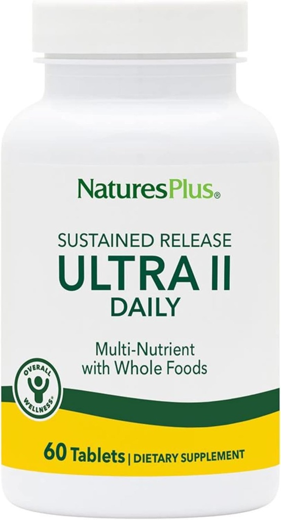 NaturesPlus Ultra II Daily - 60 Tablets - Multivitamin with Whole Foods for General Well-Being - Supports Energy & Immune Health - Sustained Release - 60 Servings