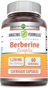 Amazing Formulas Berberine with Bitter Melon & Banaba Extract Complex | 1250 Mg per Serving |120 Veggie Capsules | Non-GMO | Gluten-Free | Made in USA