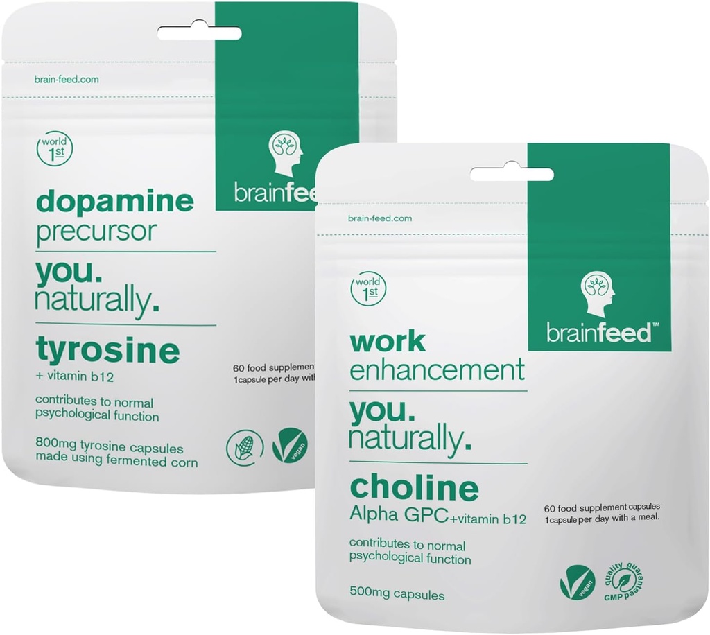 Suplementos cerebrales para la memoria y el foco TENIDO 2-Mes-Supply ANTE 800mg L tyrosine Dopamine Suplementos + 500mg Alpha GPC Choline TEN Concentration Suplementos