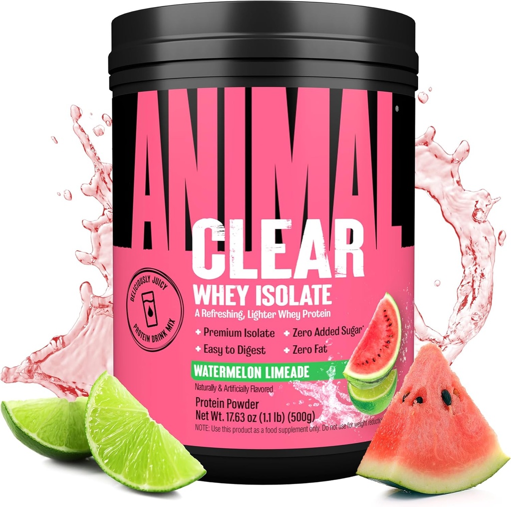 Polvo de proteína clara Whey Isolate - fácil de digerir y mezcla, 5g BCAA, deliciosamente jugosa, refrescando cualquier momento bebida para hombres y mujeres, sandía Limeade 500g (20 servidos)