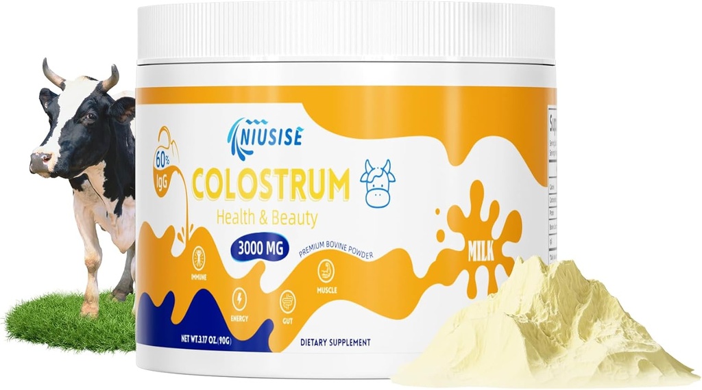 Bovine Colostrum Suplemento Polvo, Bovine Colostrum Superfood for Gut Health, Bone &amp; Immune Support, Natural IgG Bovine Colostrum Supplement for Skin & Hair, Easy to Mix