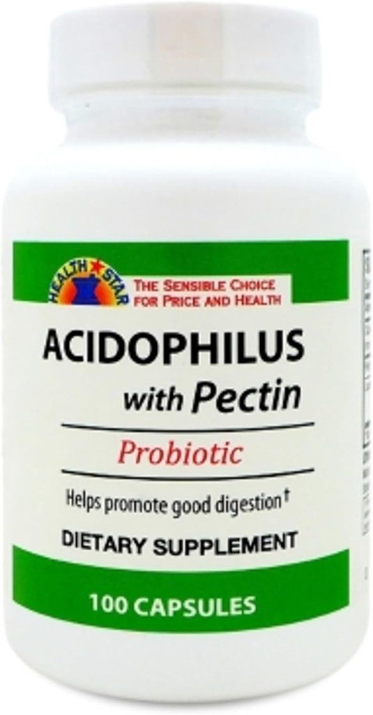 GeriCare Acidophilus with Pectin Probiotic Capsules, Optimizes Intestinal Flora, Digestive Gut Function, Boosts Immune Defenses, and Strengthenings Bones, 100 Count (Pack of 1)