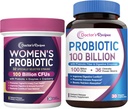 Recetas de doctores Probióticos de mujeres 100 millones de millones CFUs Bundle, Vaginal &amp; Urinary Health, Digestive Comfort for Men &amp; Women, Shelf Stable, Delayed Release