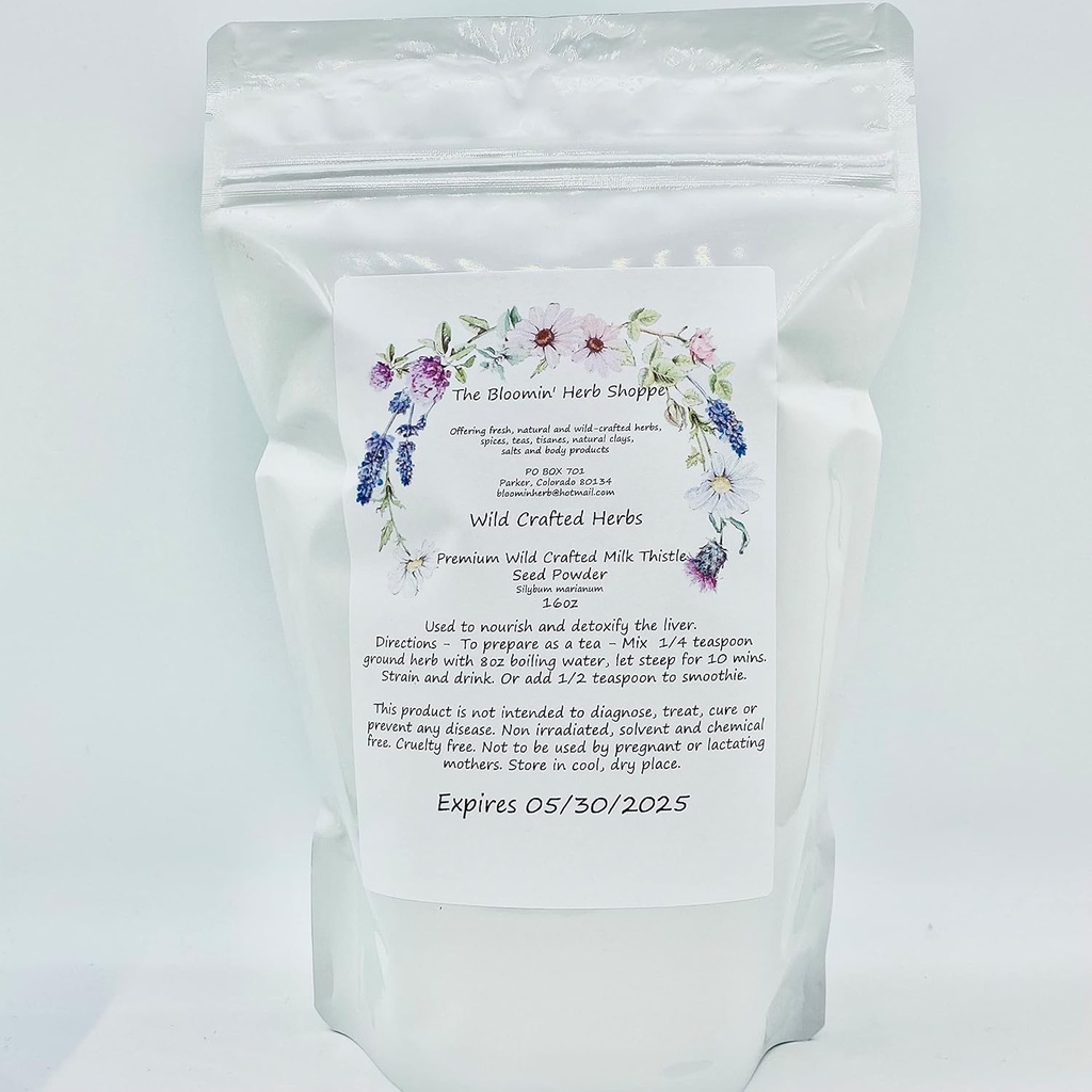 Liphontcta Wildcrafted Milk Thistle Seed Powder 16oz Pound Raw Silybum Marianum The Bloomin Herb Shoppe Pure Aromatic Potent Liver Bulk