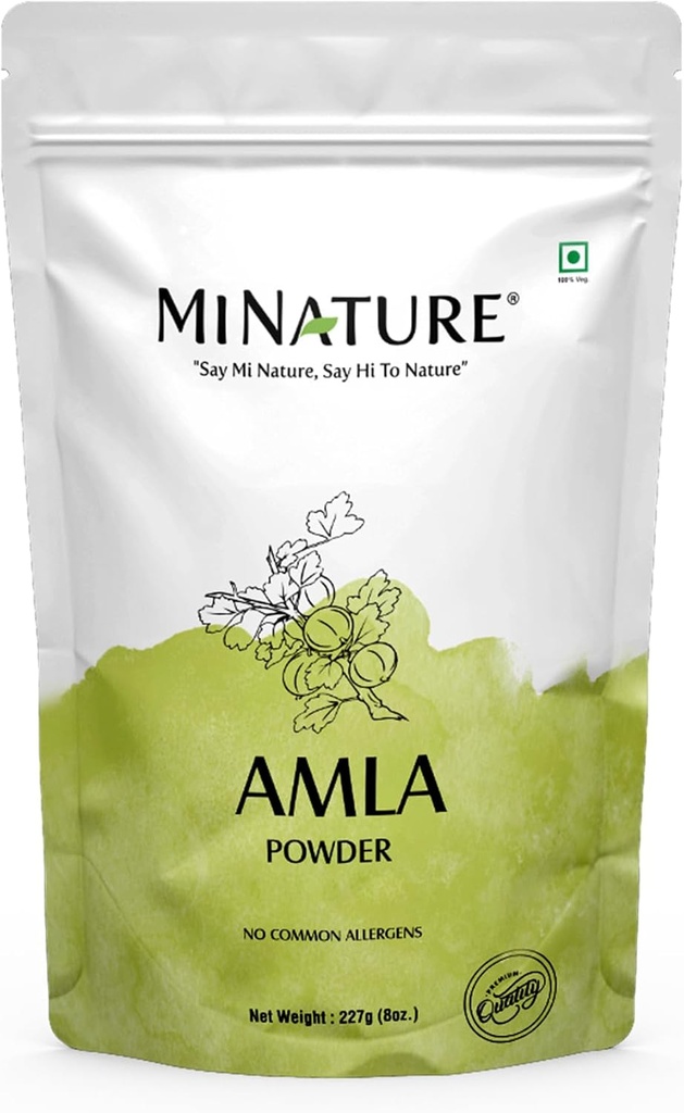 USDA Organic Amla Powder (Amla Fruit Powder) by mi Nature| Amalaki | 227g (8 oz) | High in Vitamin C, antioxidants | Hair Growth | Raw,Vegan,Gluten Free