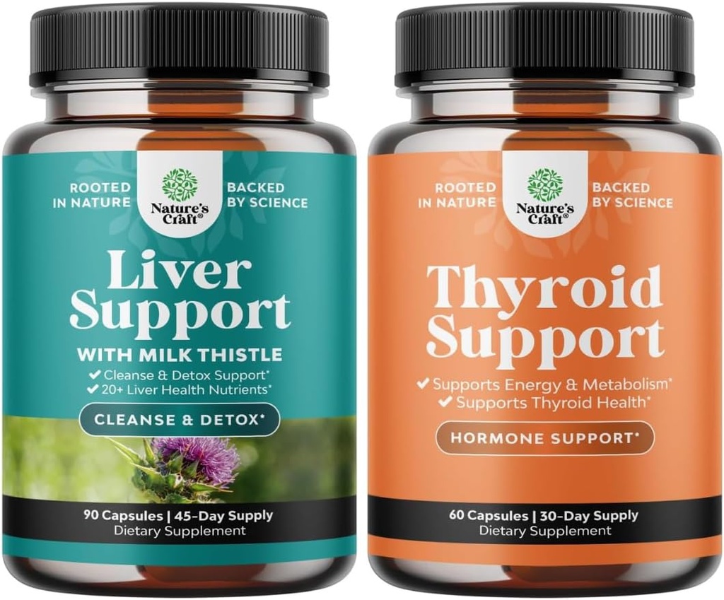 Bundle of Liver Cleanse Detox " Repair - Silymarin Milk Thistle Dandelion Root, Beetroot & Artichoke Extract " Thyroid Support - L Tyrosine, Bladderwrack, Selenium " Ashwagandha for Hormone Balance