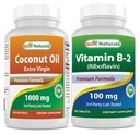 Mejores Naturales Aceite de coco 1000 mg &amp; Vitamina B2 (Riboflavin) 100 mg