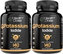Potasio de dosis de salud + Iodida (KI) Tabletas – 130mg 140 Tabletas – para soporte de tiroides, metabolismo celular y equilibrio de electrolitos – no GMO, libre de gluten, certificado GMP, paquete de 2
