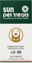 Sun Chlorella Sun Pet Treats Green Superfood Cat & Dog Supplement - Chlorophyll Eleuthero &amp; Lecithin, Minerals, Antioxidantes &amp; Vitaminas para perros &amp; gatos - Immune Defense, Skin & Gut Health - 120 Bites