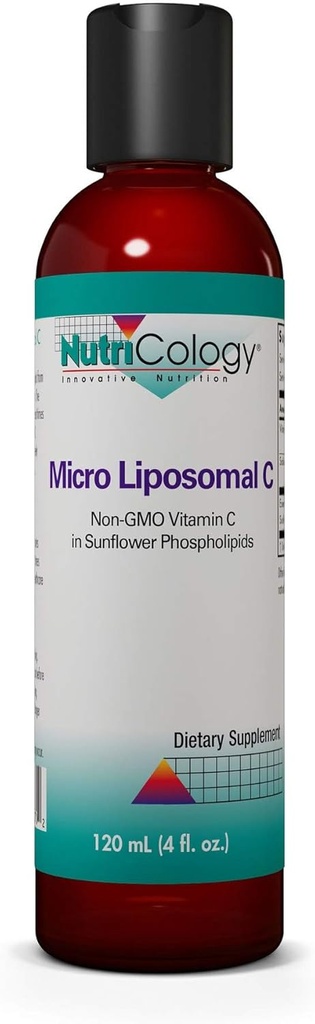 Nutricology Micro Liposomal C 1000mg Supplement - Liquid Vitamin C, Sunflower Phospholipids, Sodium Ascorbate, Organic, Bioavailable - 4 Fl Oz