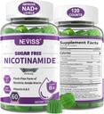 Sugar Free Nicotinamide 500mg Gummies, (Flush Free Niacin) Vitamina B3 Niacinamide Suplemento para la energía celular Metabolismo " Reparación, Vitalidad, Envejecimiento saludable, Sabor de arándano, Fácil de Chew, 120 Cts