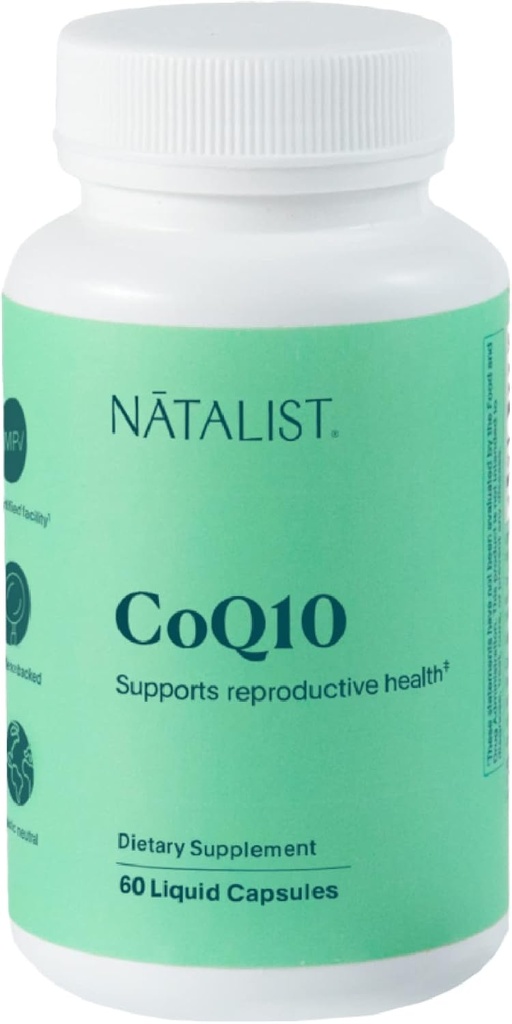 NATALIST CoQ10 Ubiquinone 120 mg Fertilidad Diaria Vitamina Potente Antioxidante Defensa y Energía Celular Suplemento de Apoyo - Alta Absorción para Hombres Vegan, No GMO - 60 cápsulas líquidas