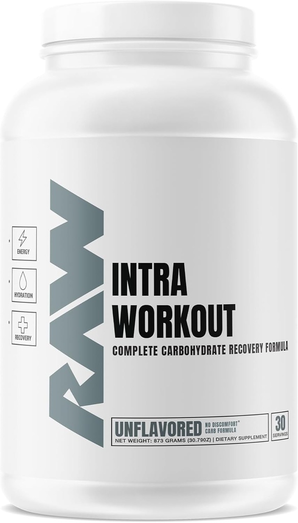 RAW Intra Workout Supplement Powder, Unflavored - Intra Supplement for Hydration, Mental Focus, Energy, " Workout Recovery - Intra Workout Powder that increases Performance ' Endurance - 30 Servings