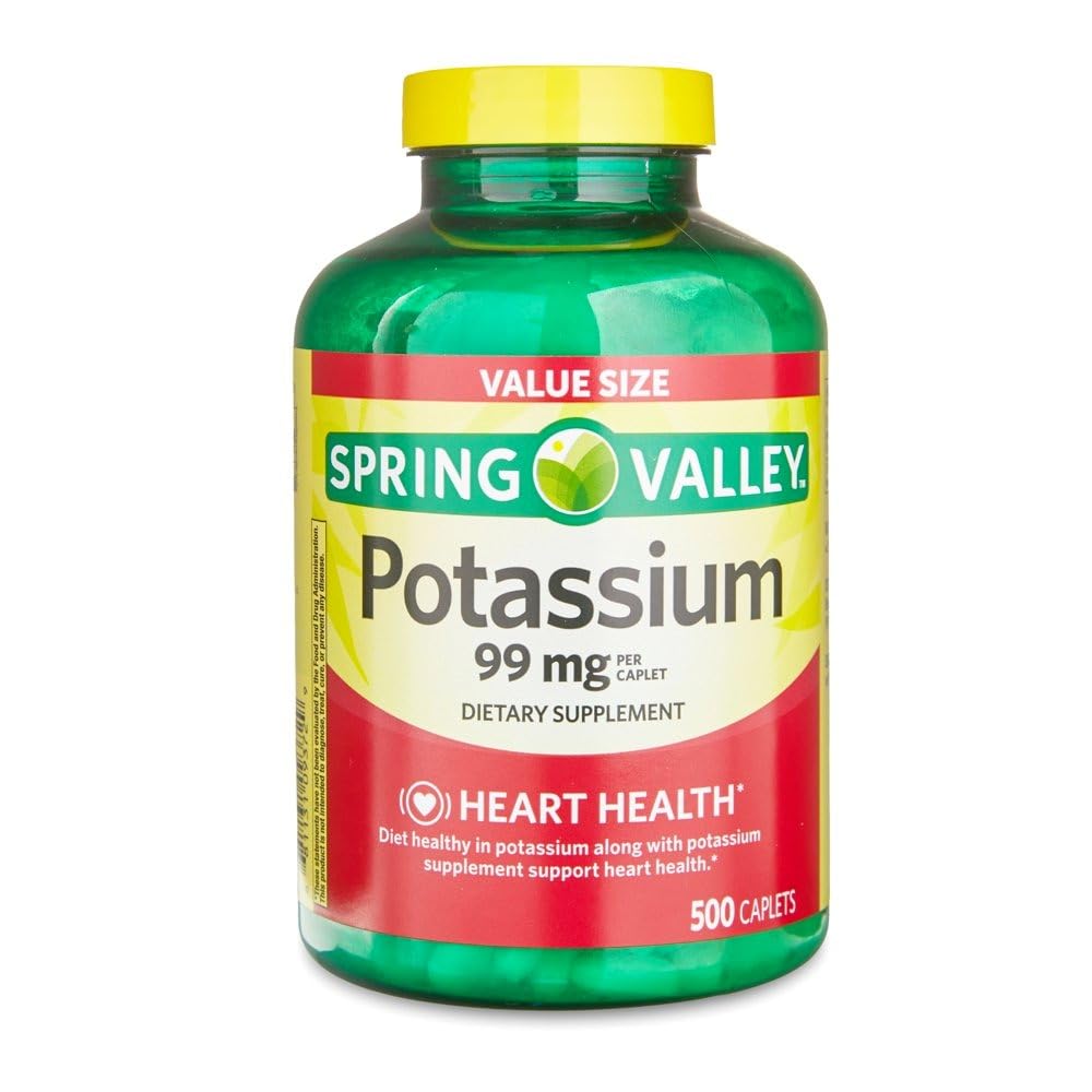 ikj Potassium Caplets Dietary Supplement Value Size, 99 Mg, 500 Count