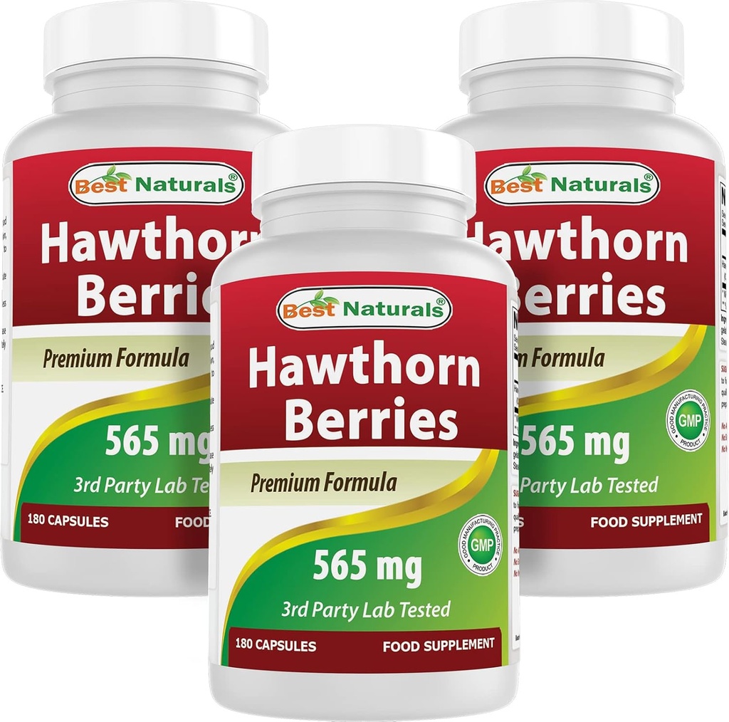 Best Naturals Hawthorn Berry 565 mg 180 Capsules (180 Conde (Pack of 3))