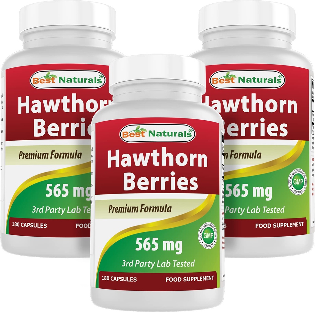 Best Naturals Hawthorn Berry 565 mg 180 Capsules (180 Conde (Pack of 3))