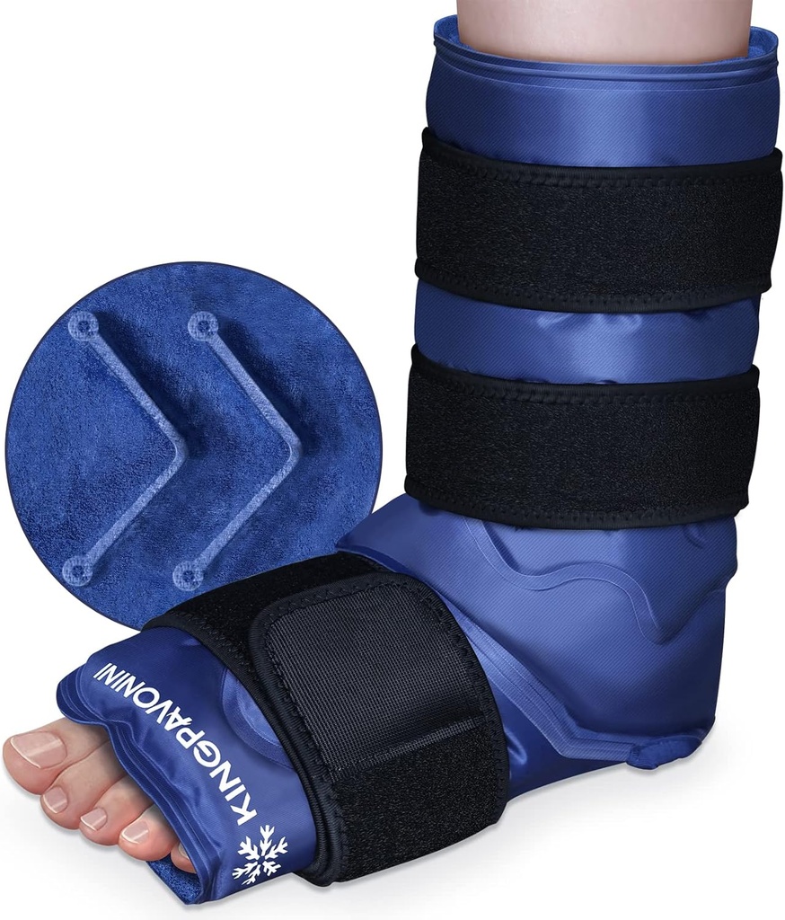 XXL Adelgazamiento de pie de tobillo para lesiones de pie, cubierta completa de tobillo Wrap, Gel Ice Packs Reutilizables para la Fasciitis de plantar, Aquiles Tendonitis, tobillos y tacones esprainados, Lesión Fibular, Azul