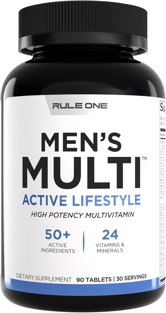 Regla 1 Multi de hombres - Vitaminas diarias de hombres, Minerales esenciales, Superalimentos, Enzimas digestivas, Aminoácidos, " Antioxidantes para estilos de vida activos y soporte de bienestar (90 Tablets, 30 Day Supply)