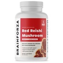 Brain Forza Organic Red Reishi Mushroom Capsules - Premium Adaptogenic Mushroom Supplement for Daily Wellness & Vitality, Certified Organic, Non-GMO, Vegan - 90 Capsules