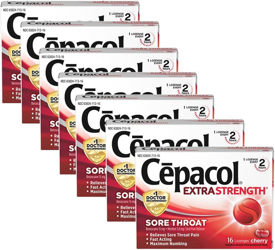 Cepacol Máximo Strength Throat Drop Lozenges, Cherry, 16 Conde (Pack of 7)