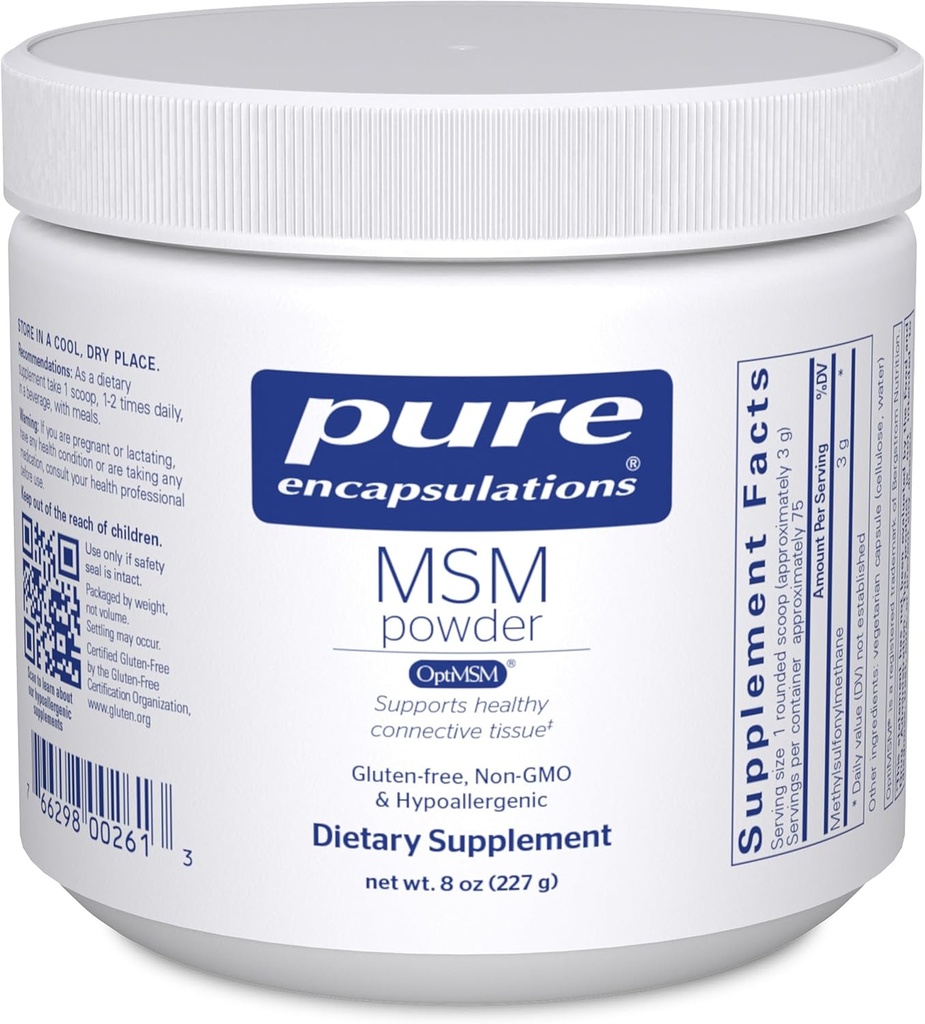 Pure Encapsulations MSM Powder ← Hypoallergenic Supplement Supports Joint, Immune, and Respiratory Health ← 8 Ounces