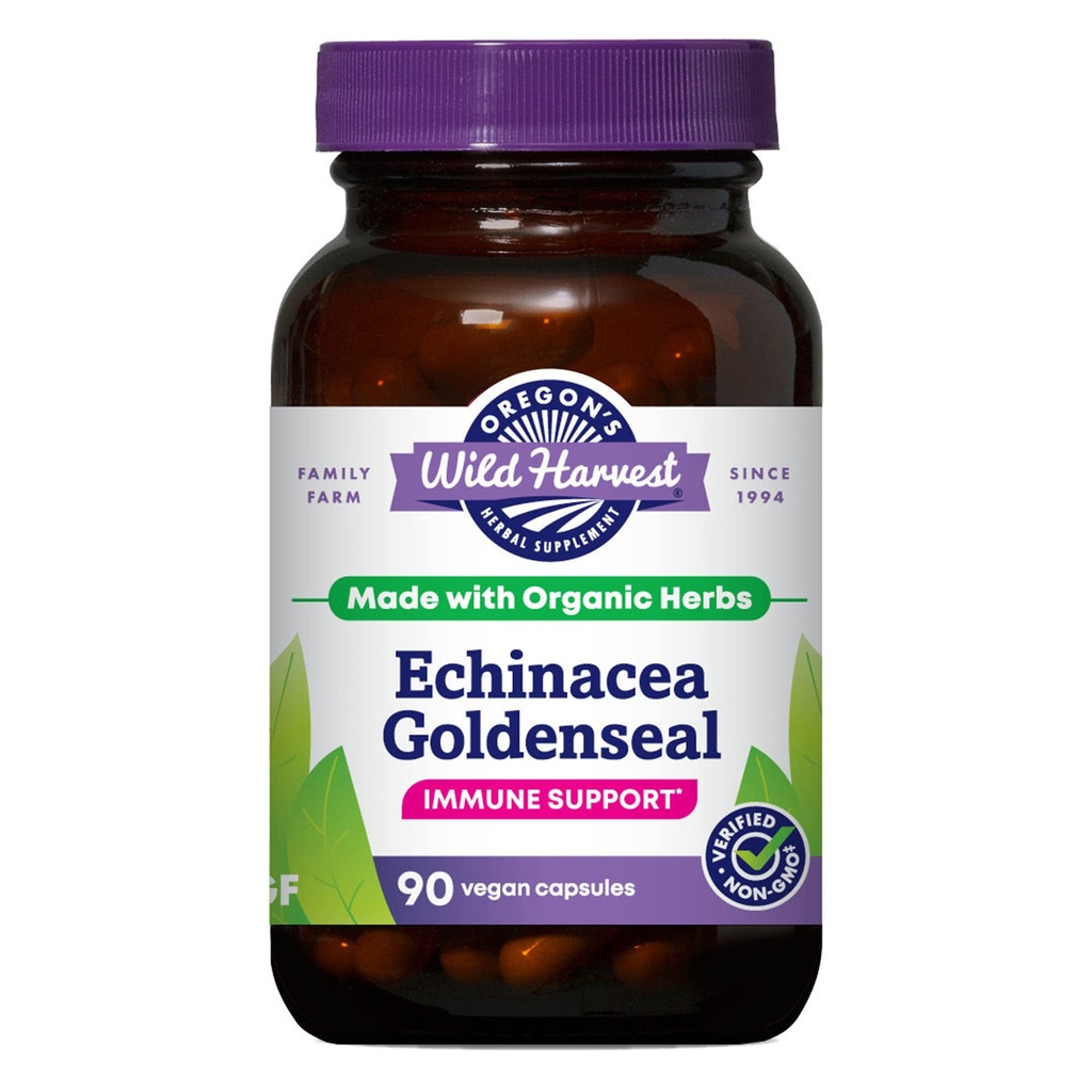 Oregon's Wild Harvest Echinacea Goldenseal Organic Capsules | Vegan, Non-GMO, Gluten Free, Immune Support*, 90 Count