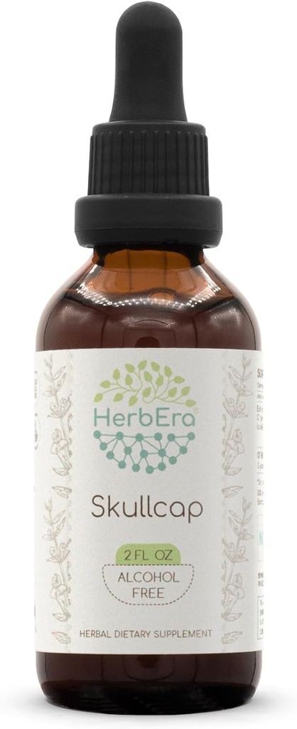 HerbEra Skullcap B60 Extracto herbal libre de alcohol Tintura, gotas líquidas concentradas Skullcap natural (Scutellaria lateriflora) 2 fl oz