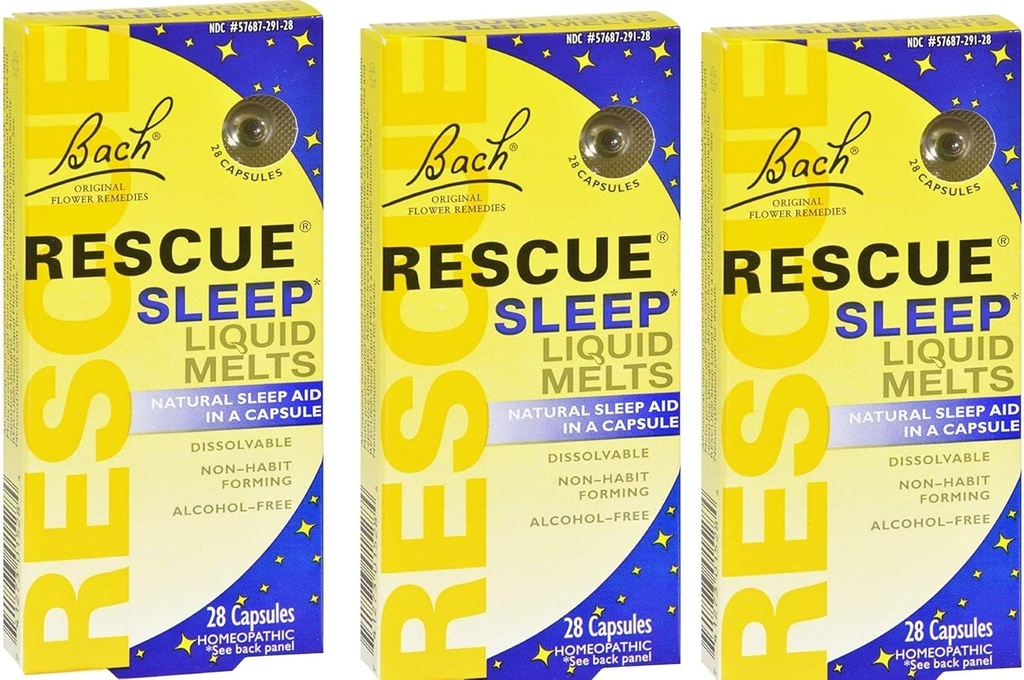 Bach Rescate Rescate Líquido de reposo, Dissolvable cápsulas 28 ea ( Pack de 3 )