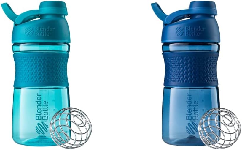 BlenderBottle 20-Ounce SportMixer Protein Shaker Botellas con BlenderBall Wire Whisk, Navy y Teal