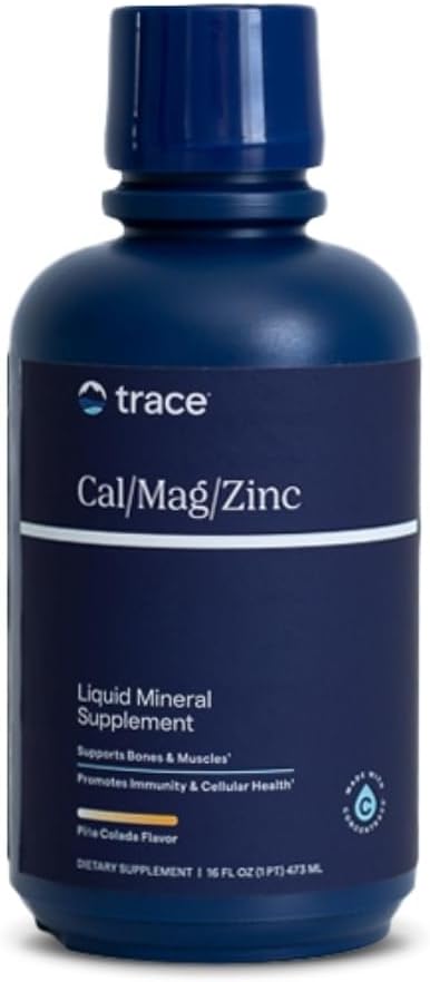 Trace Minerals TENIDO Cal/Mag/Zinc ANTE Calcium, Magnesium, Zinc, Vitamina D3 Suplemento ANTE Soporta Tissue Normal, Muscle y Bone Density TEN Natural Piña Colada Flavor ANTE 16 Servings, 16 fl oz.