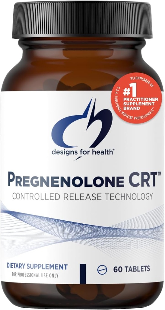 Designs for Health Pregnenolone CRT - 30mg Controlled/Time Release Pregnenolone (10-12 Hour) - Estrogen, DHEA + Testosterone Hormone Precursor for Women + Men - Vegan + Non-GMO (60 Tablets)