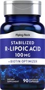 Piping Rock Stabilized R-Lipoic Acid 100mg ← 90 Capsules Silencio con Biotin Optimizer Silencioso No GMO, Gluten Suplemento Libre