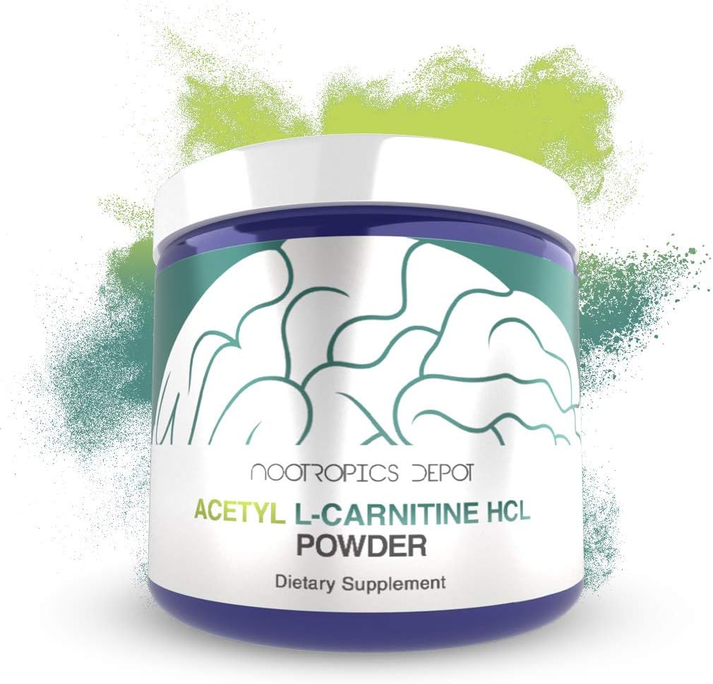 Nootropics Depot Acetyl L-Carnitine Powder ← Formulario HCL tención 125 Grams TEN ALCAR TENIDO Amino Acid Suplemento ANTE Energía Suplementaria Apoyo Mitocondrial Función, Pérdida de Peso y envejecimiento saludable
