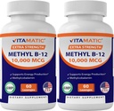 Vitamatic Methyl Vitamin B12 (Methylcobalamin) 10,000 mcg (10mg) 60 Lozenges - Fuente Superior de Vitamina B12 (2 Pack)